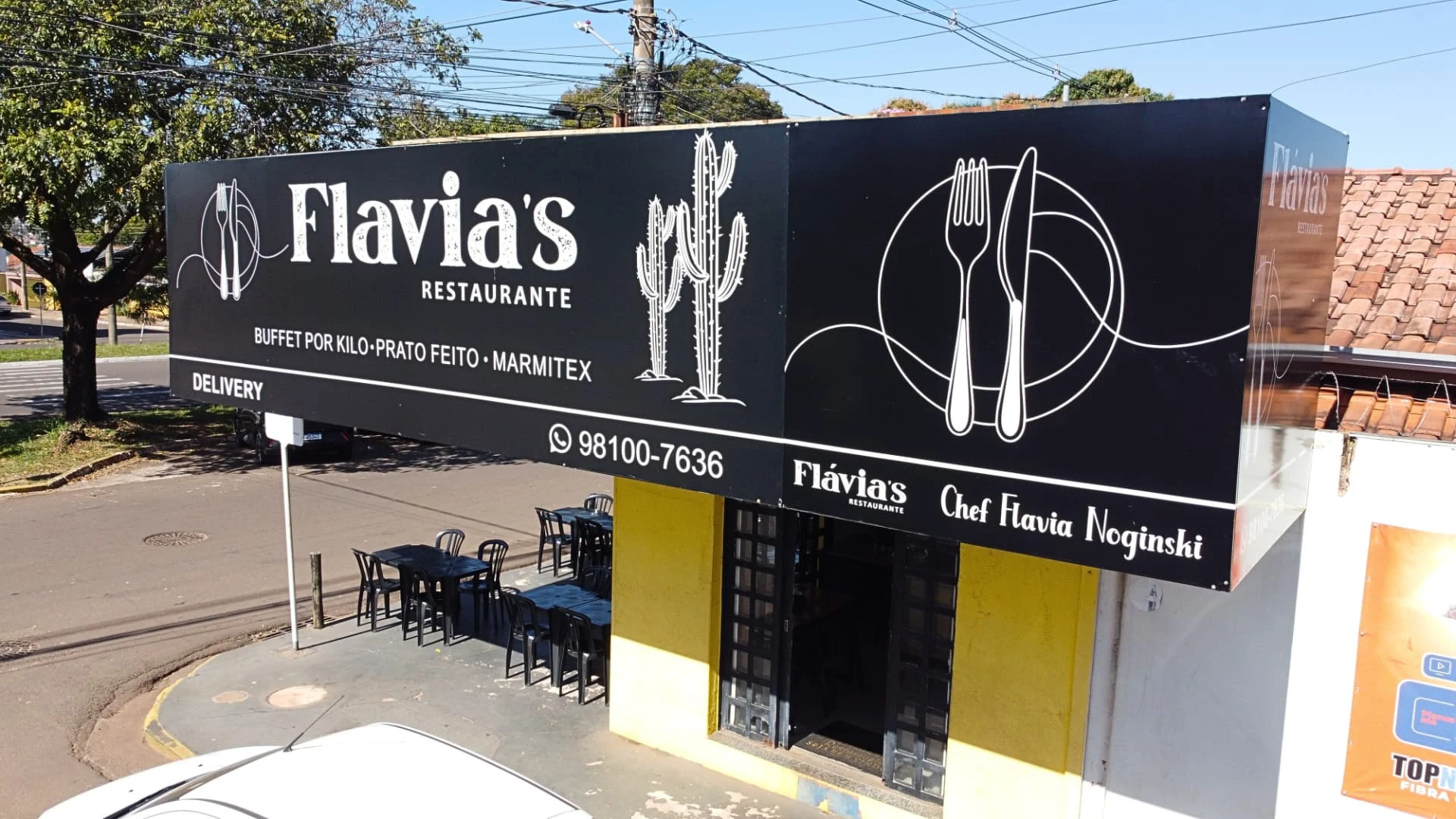 Vista aérea da fachada do Flavia's Restaurante em Campo Grande